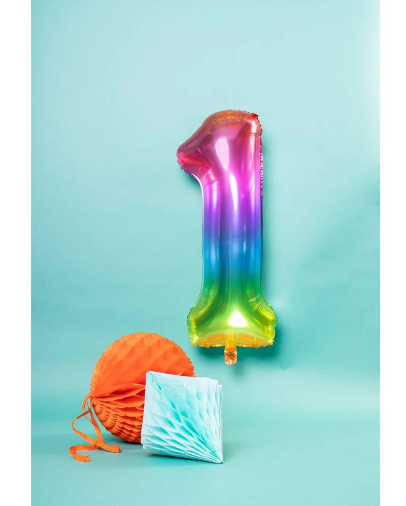 Regenbogen Folienballon Zahl 1