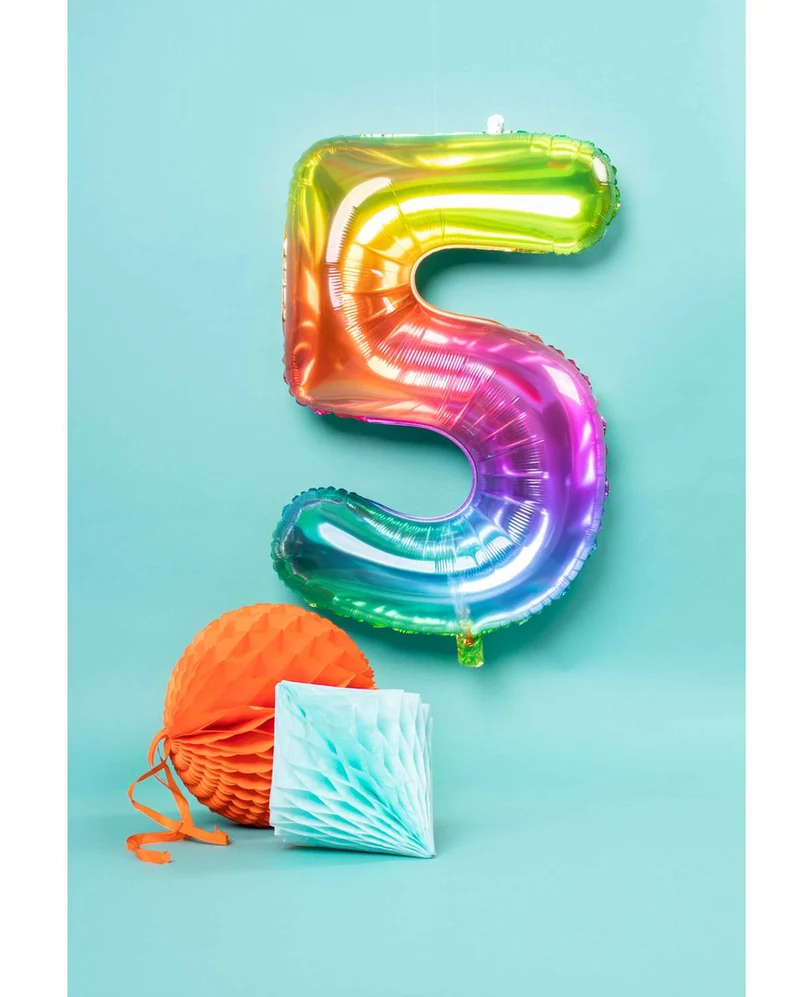 Regenbogen Folienballon Zahl 5