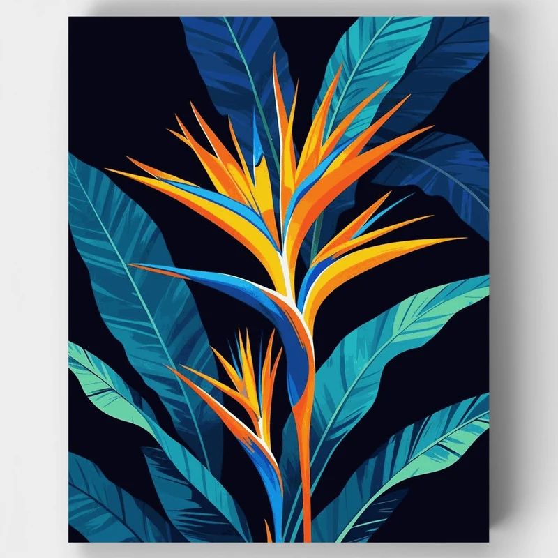 Exotic Bird of Paradise Blooms - Paint by Numbers Kit