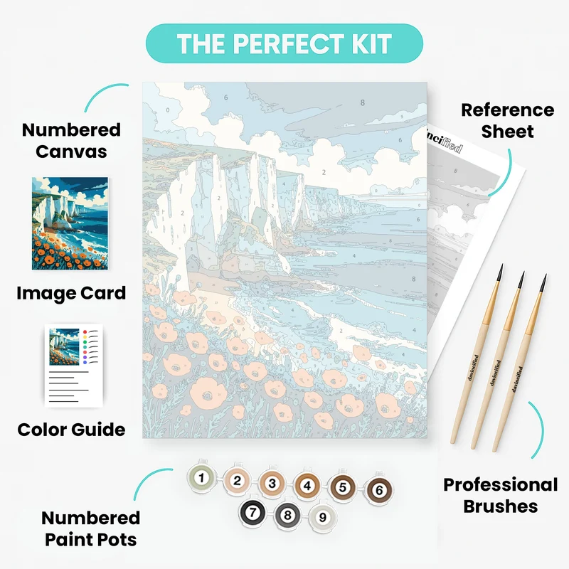 Coastal Paradise with Poppies - Paint by Numbers Kit
