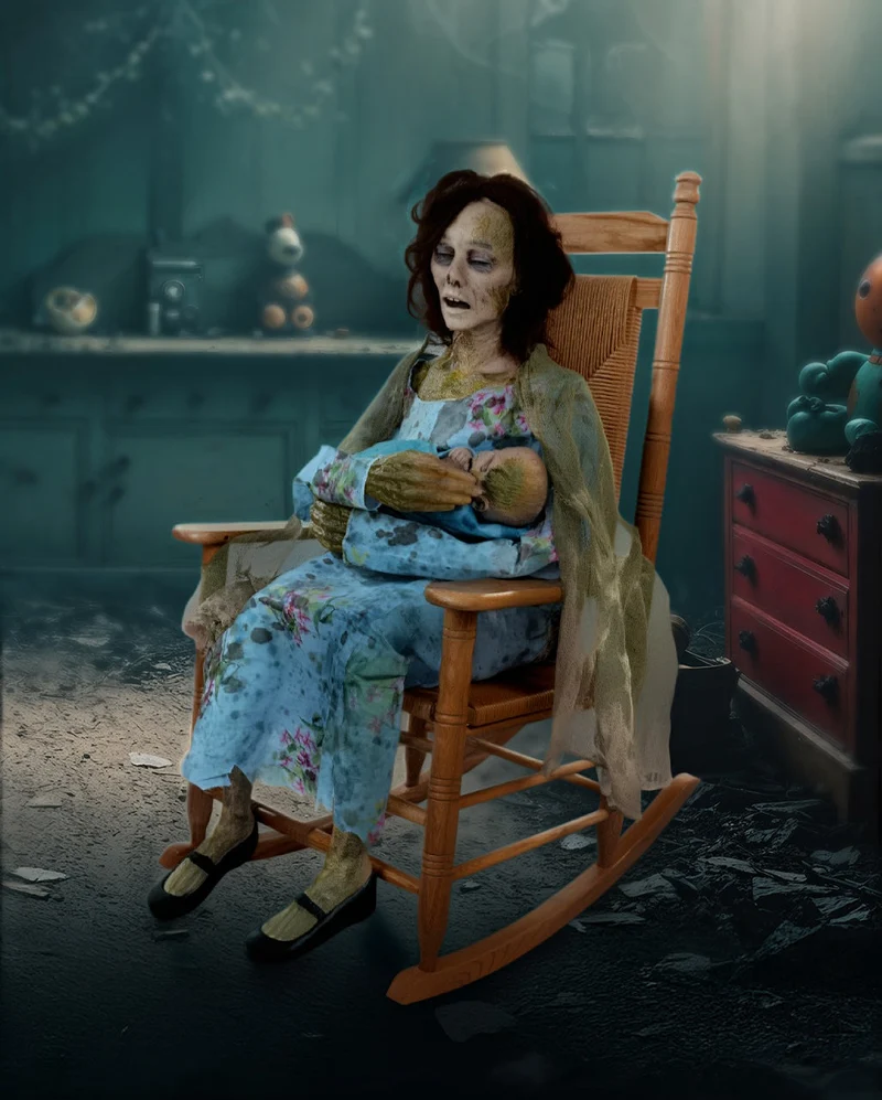 Zombie Mama & Baby Halloween Animatronic mit Sound