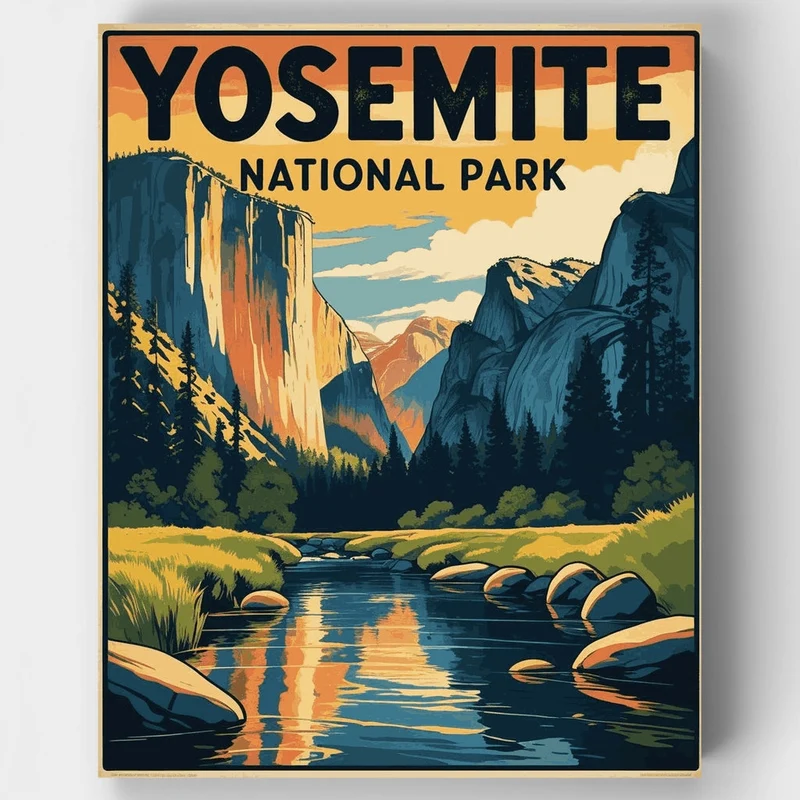Yosemite Valley River Reflection - Paint by Numbers Kit