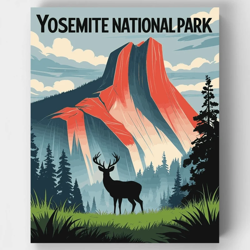 Yosemite Valley Deer at Sunset - Paint by Numbers Kit