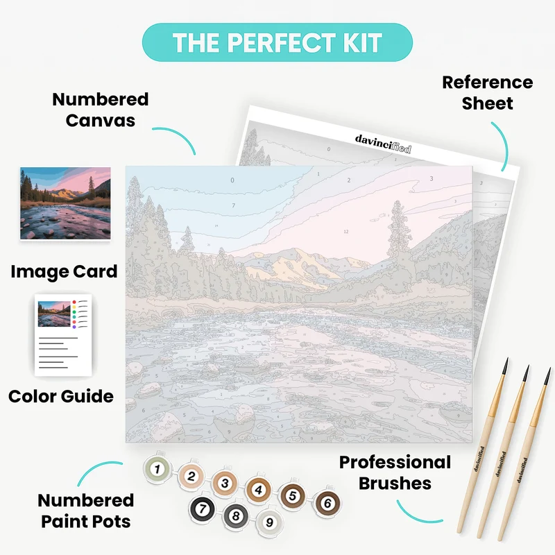 Mountain River Sunset - Paint by Numbers Kit