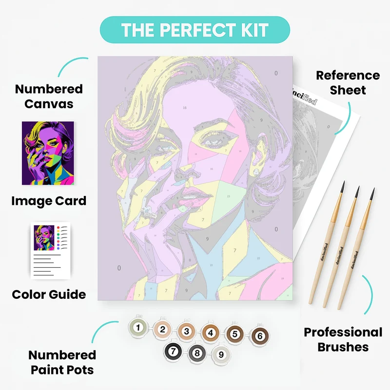 Colorful Pop Art Woman Portrait - Paint by Numbers Kit