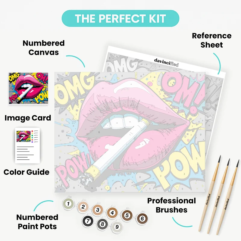 Pop Art Lips with Cigarette - Paint by Numbers Kit