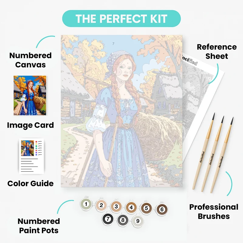 Autumn Village Maiden - Paint by Numbers Kit