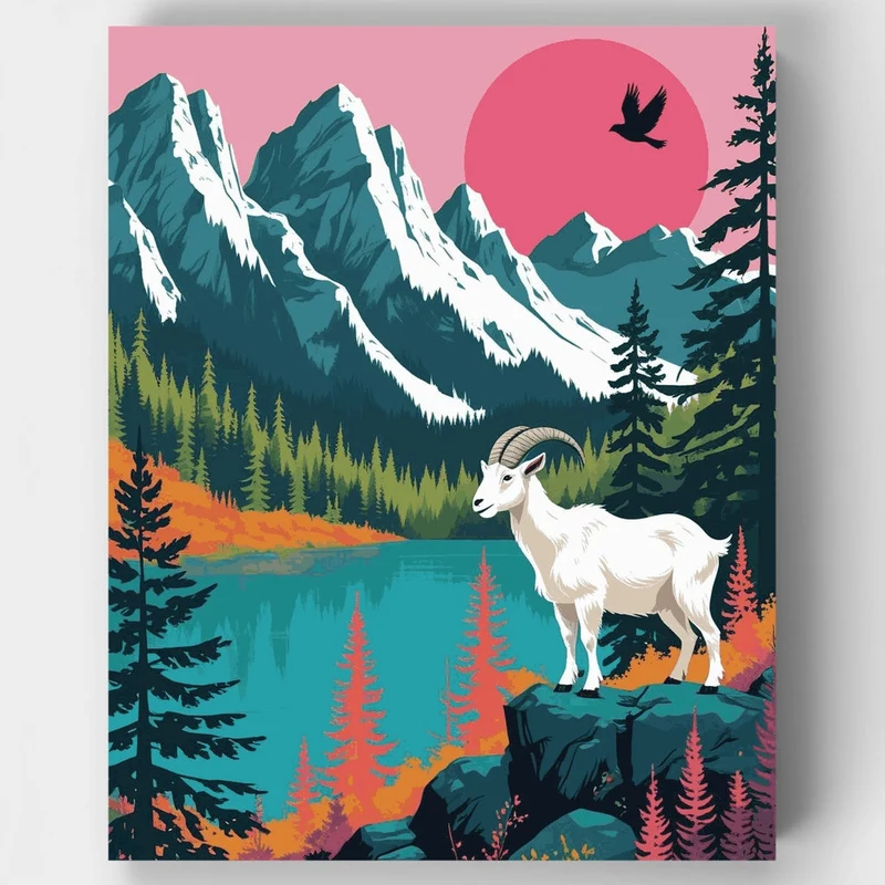 Mountain Goat Wilderness Scene - Paint by Numbers Kit