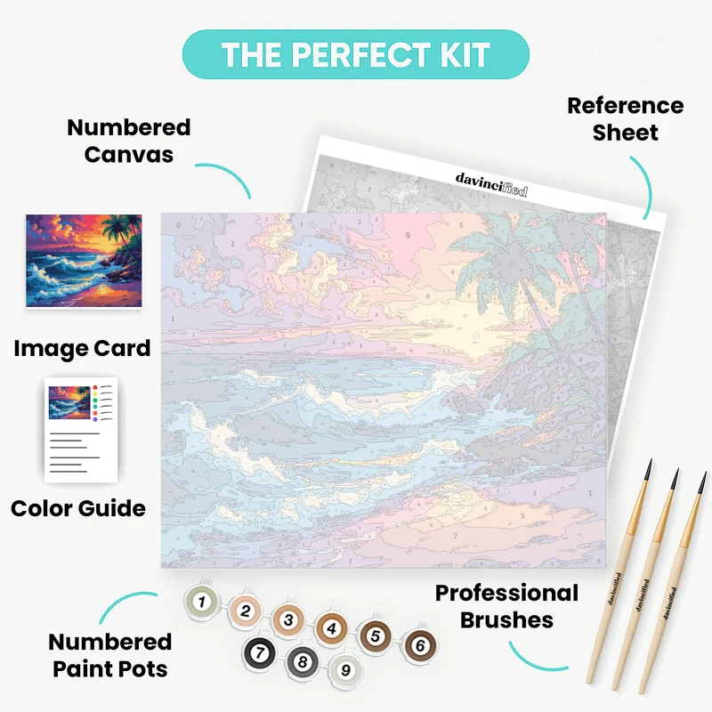 Tropical Sunset Waves Paradise - Paint by Numbers Kit
