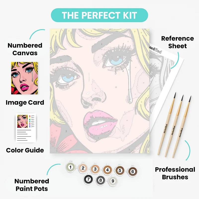 Crying Pop Art Woman - Paint by Numbers Kit