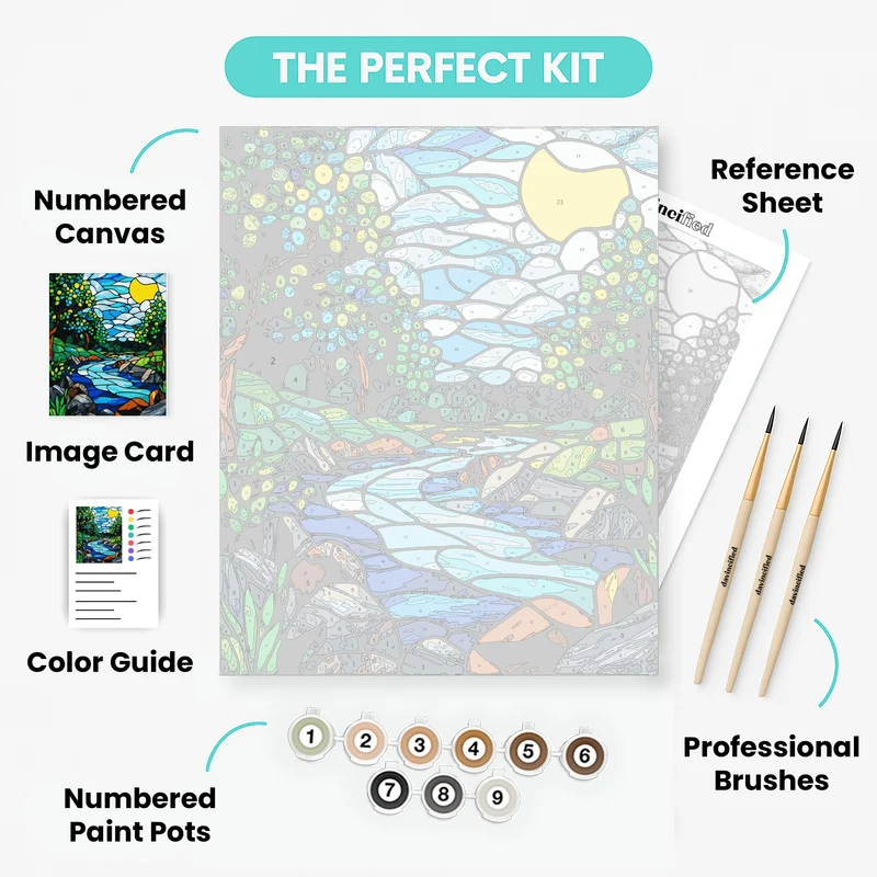 Stained Glass Forest Stream - Paint by Numbers Kit