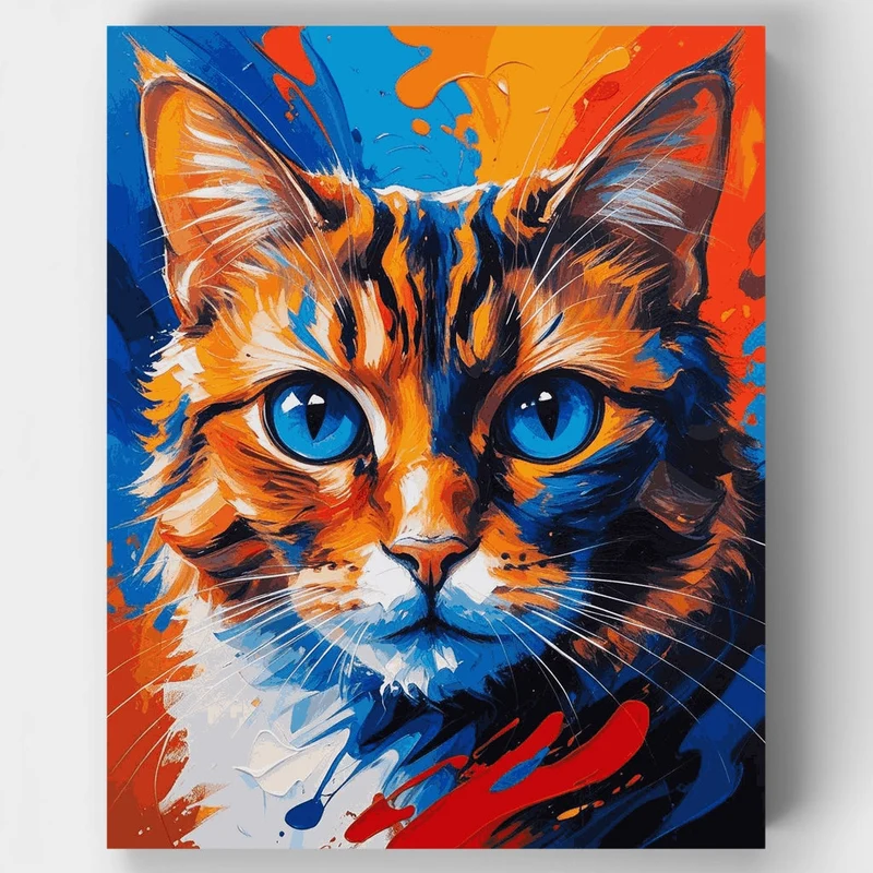 Vibrant Cat Portrait - Paint by Numbers Kit