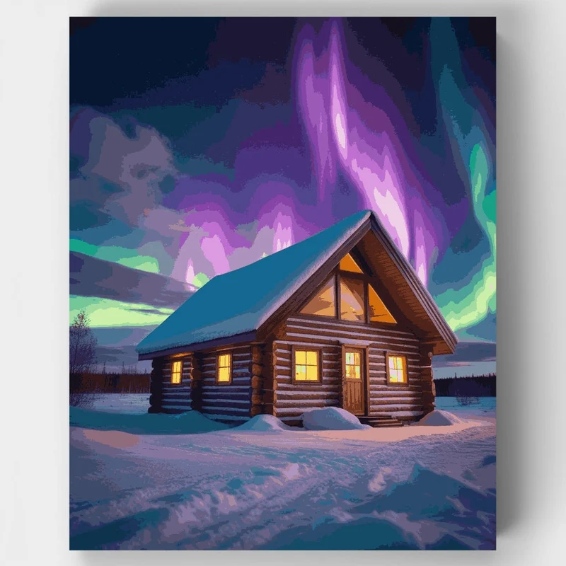 Northern Lights Cabin - Paint by Numbers Kit