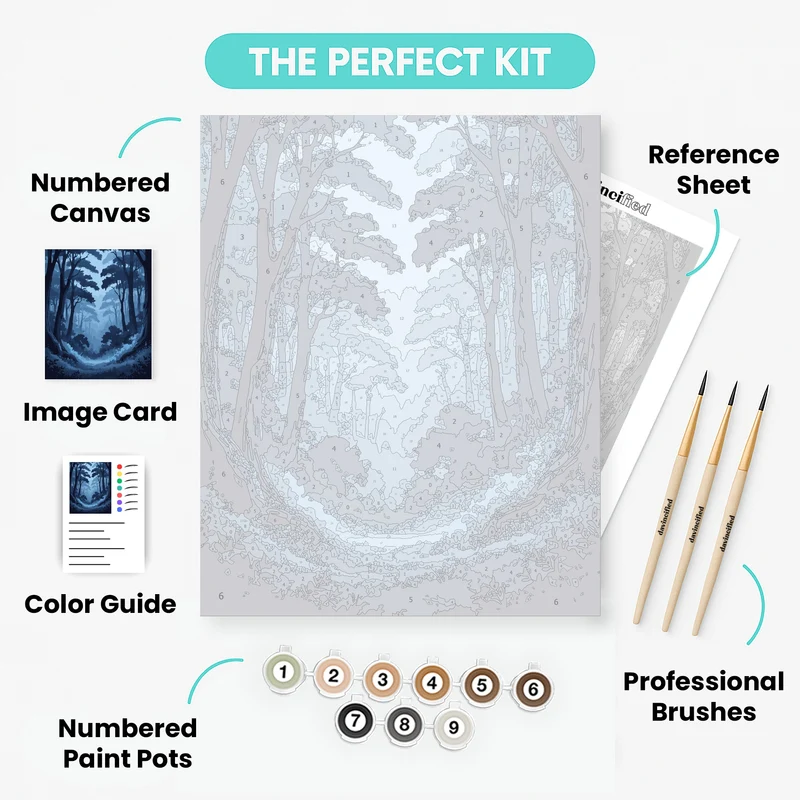 Mystical Blue Forest Path - Paint by Numbers Kit