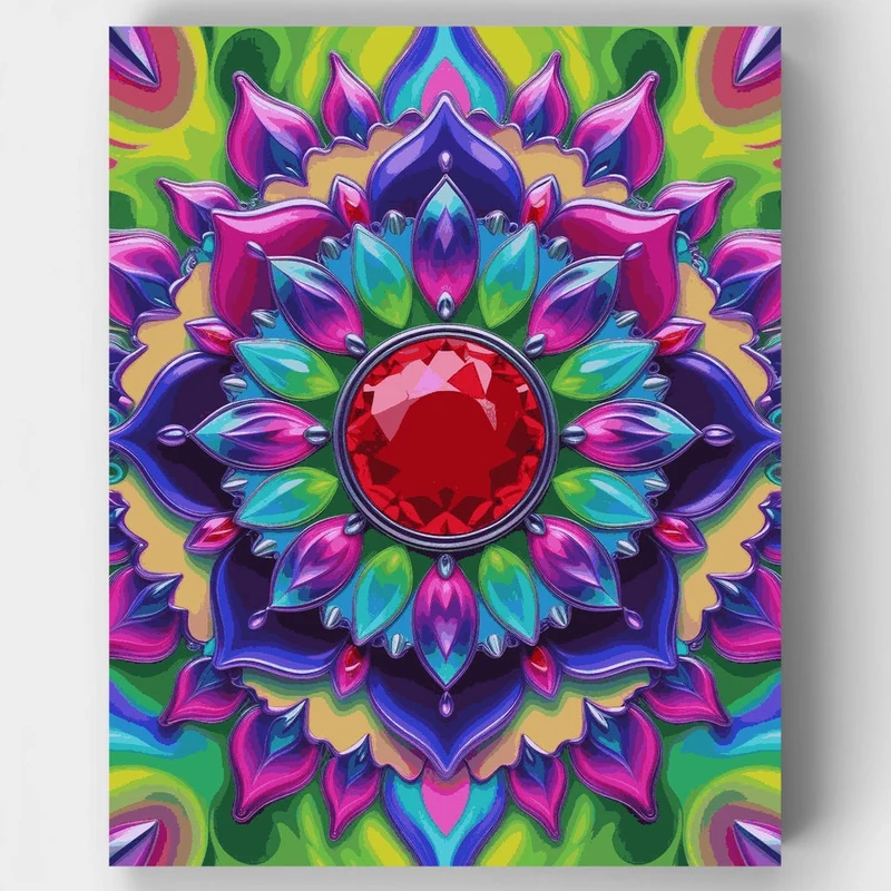Radiant Gemstone Mandala - Paint by Numbers Kit