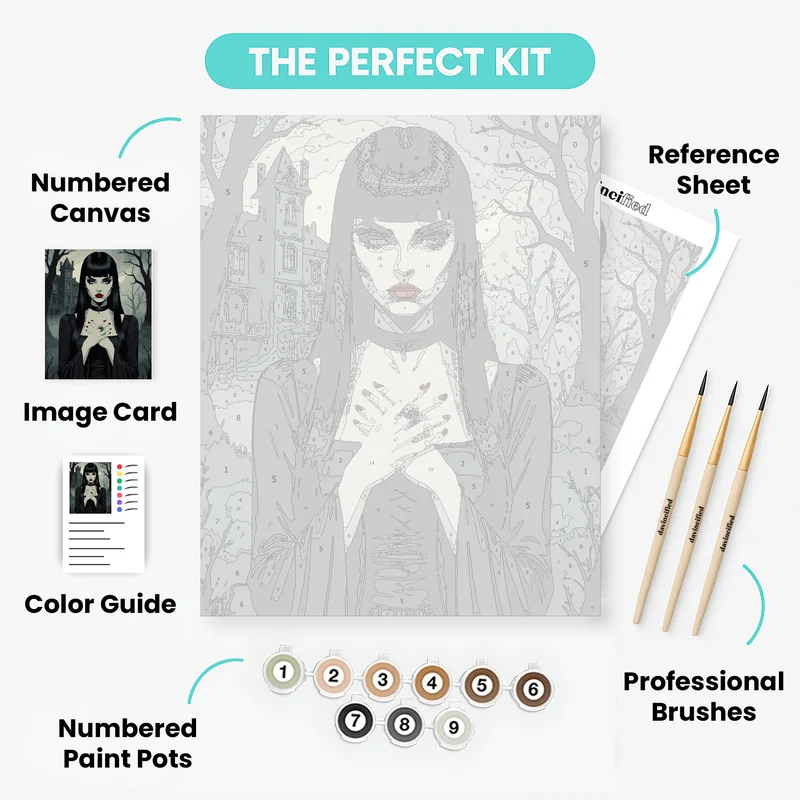 Gothic Vampire Woman Portrait - Paint by Numbers Kit