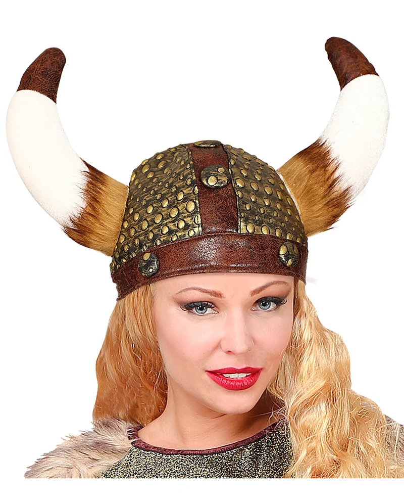 Faxe Wikinger Helm in Lederoptik mit Kunstfell