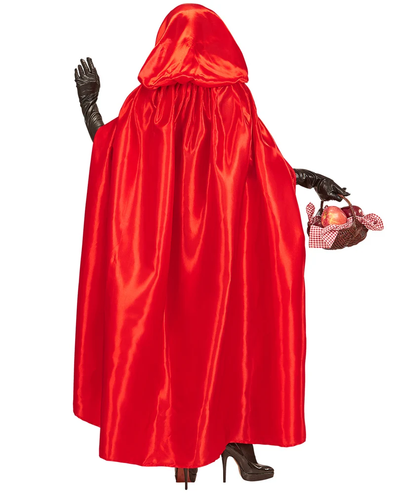 Roter Satinumhang mit Kapuze