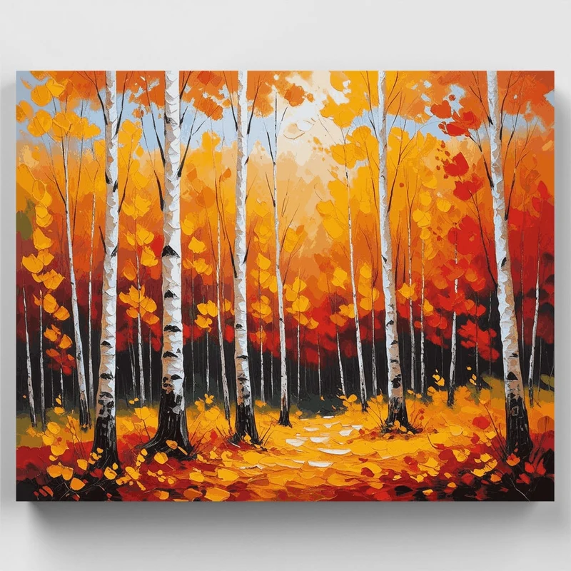 Golden Autumn Birch Grove - Paint by Numbers Kit