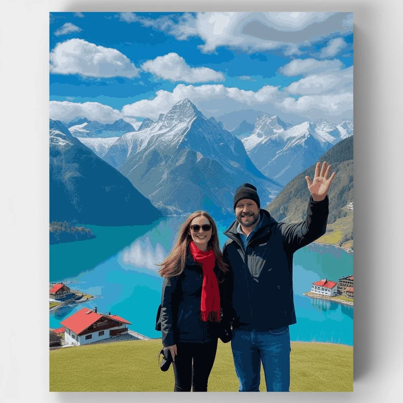 Alpine Lake Mountain Vista - Paint by Numbers Kit
