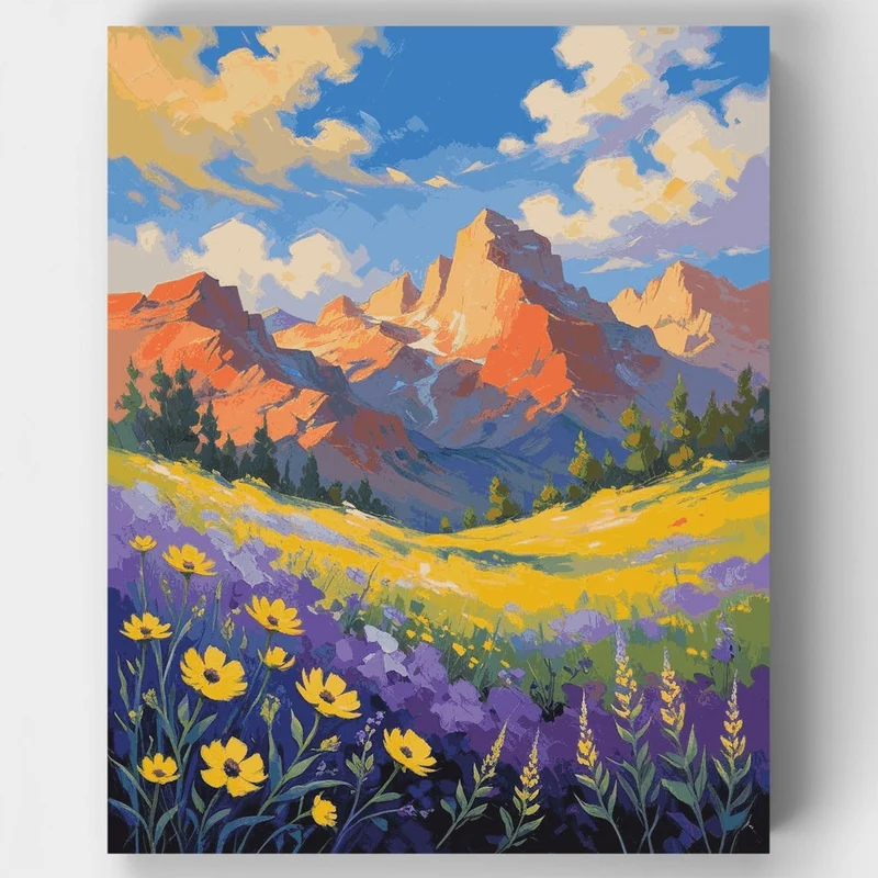 Mountain Wildflower Valley - Paint by Numbers Kit