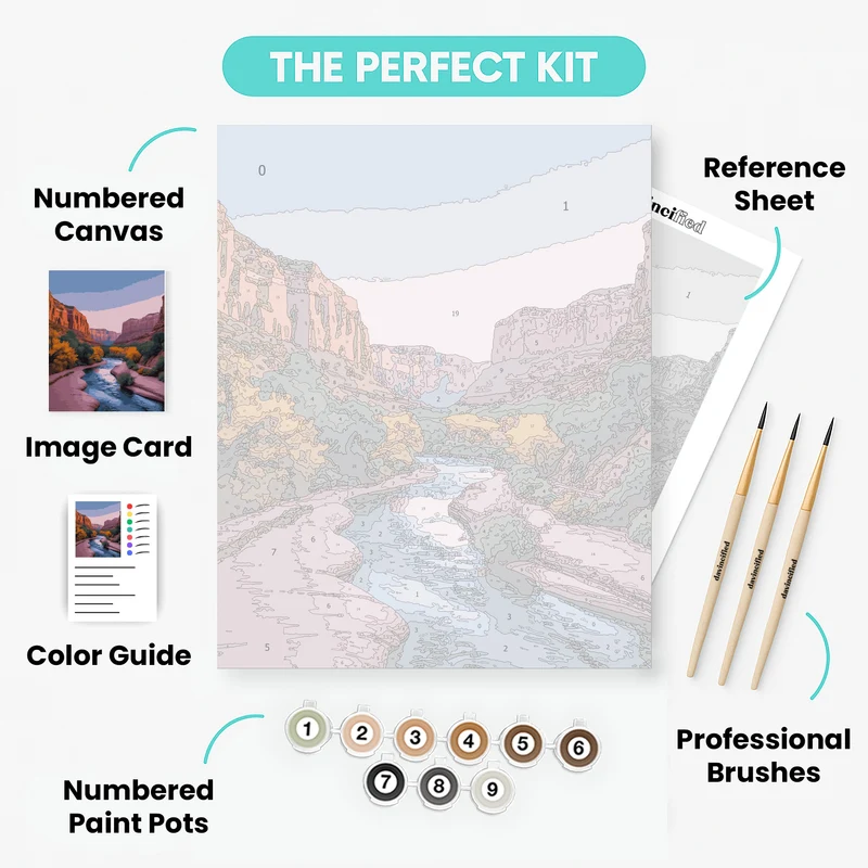 Desert Canyon River Sunset - Paint by Numbers Kit