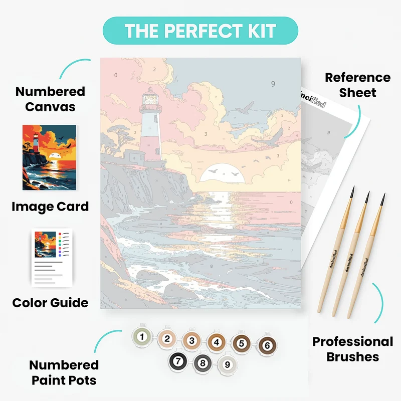 Lighthouse Sunset Seascape - Paint by Numbers Kit