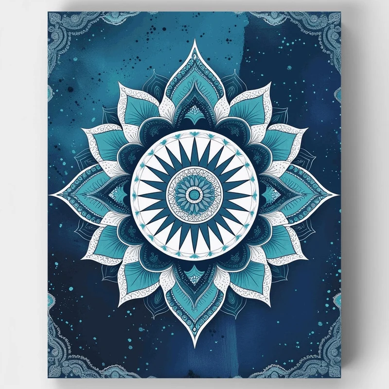 Blue Mandala Lotus Flower - Paint by Numbers Kit