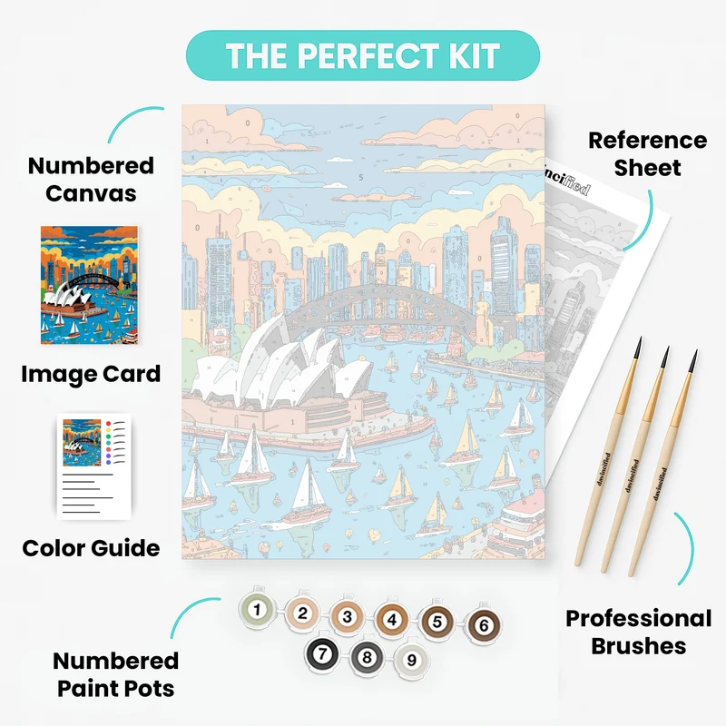 Sydney Harbor Opera House Skyline - Paint by Numbers Kit
