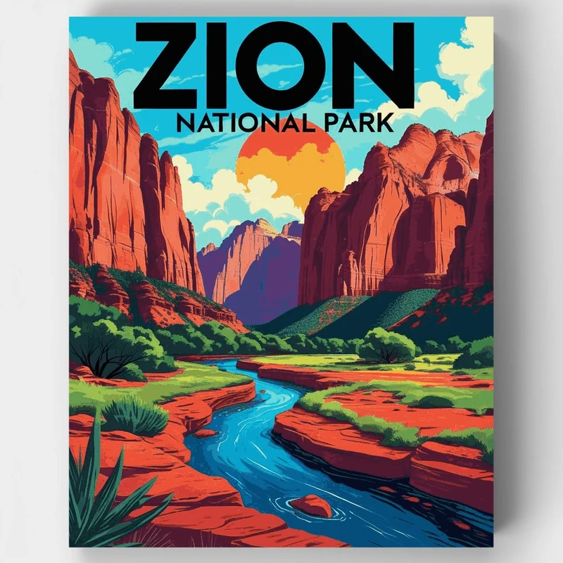 Zion Canyon Desert River - Paint by Numbers Kit