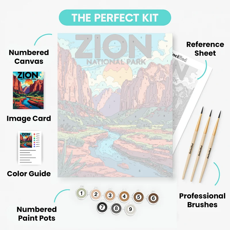 Zion Canyon Desert River - Paint by Numbers Kit