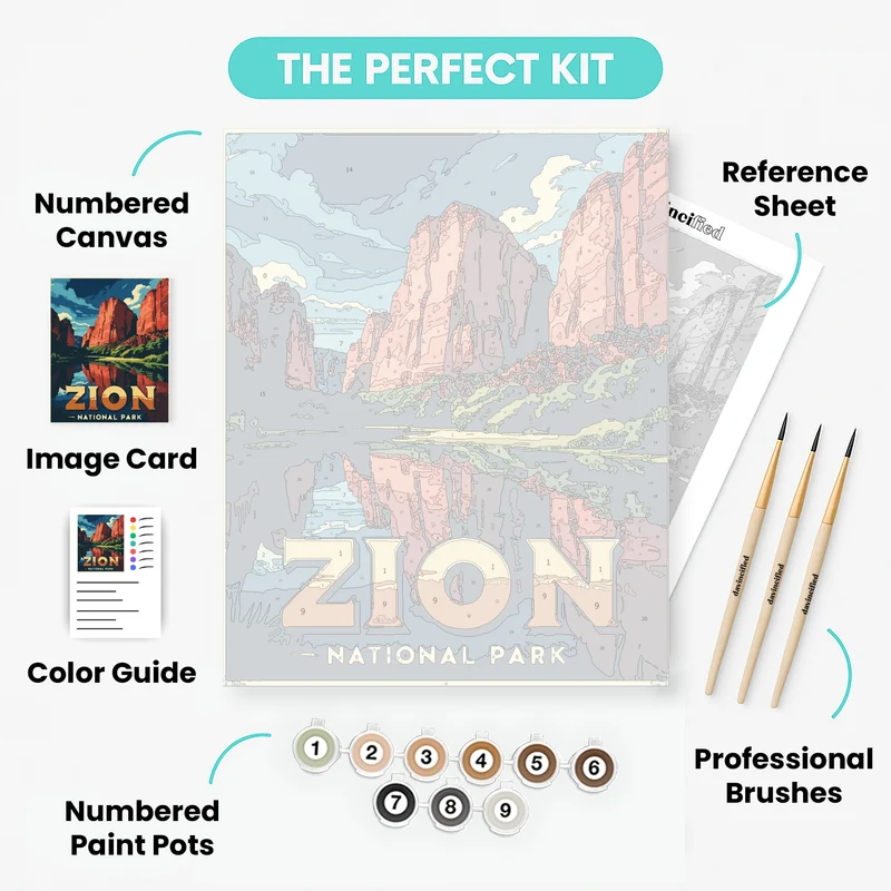 Zion Canyon River Reflection - Paint by Numbers Kit