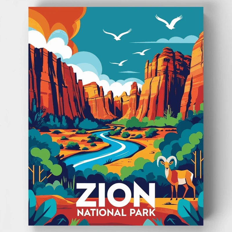 Zion Canyon Desert Wildlife - Paint by Numbers Kit