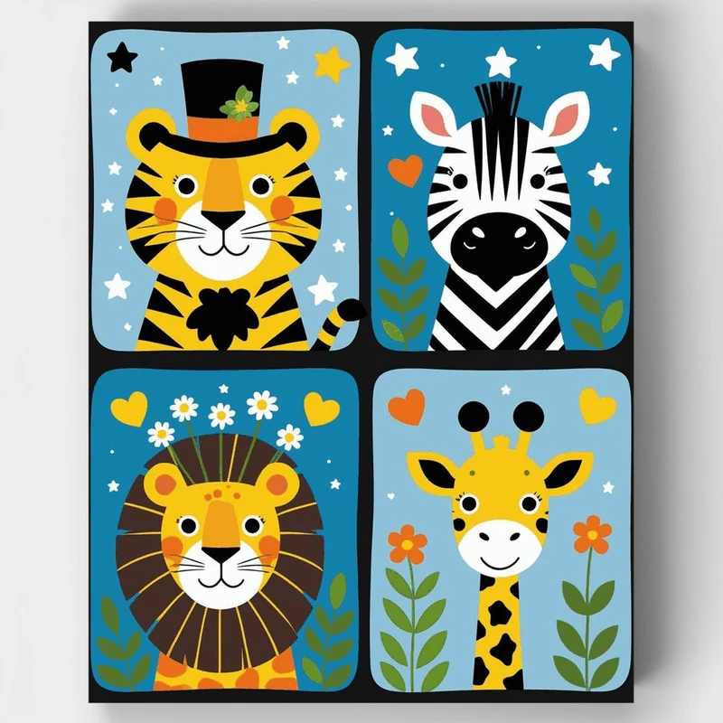 Cute Safari Animals - Paint by Numbers Kit