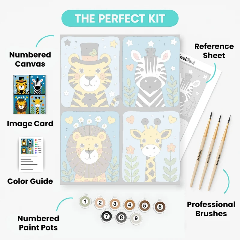 Cute Safari Animals - Paint by Numbers Kit