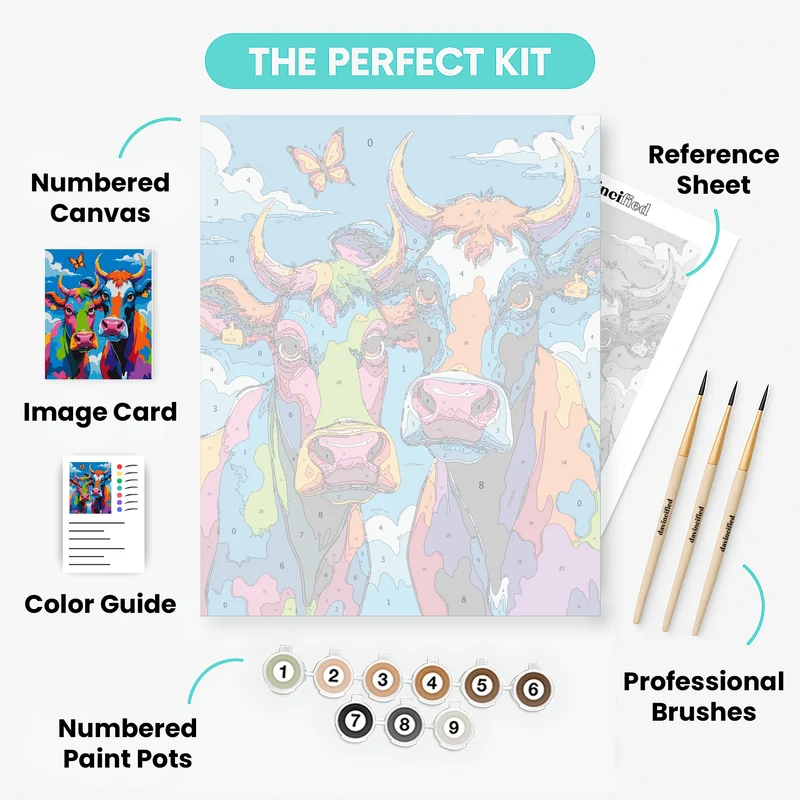 Colorful Cows - Paint by Numbers Kit