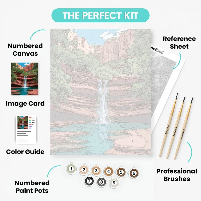 Red Rock Canyon Waterfall - Paint by Numbers Kit