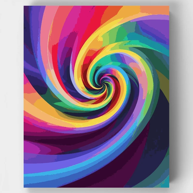 Vibrant Rainbow Spiral - Paint by Numbers Kit