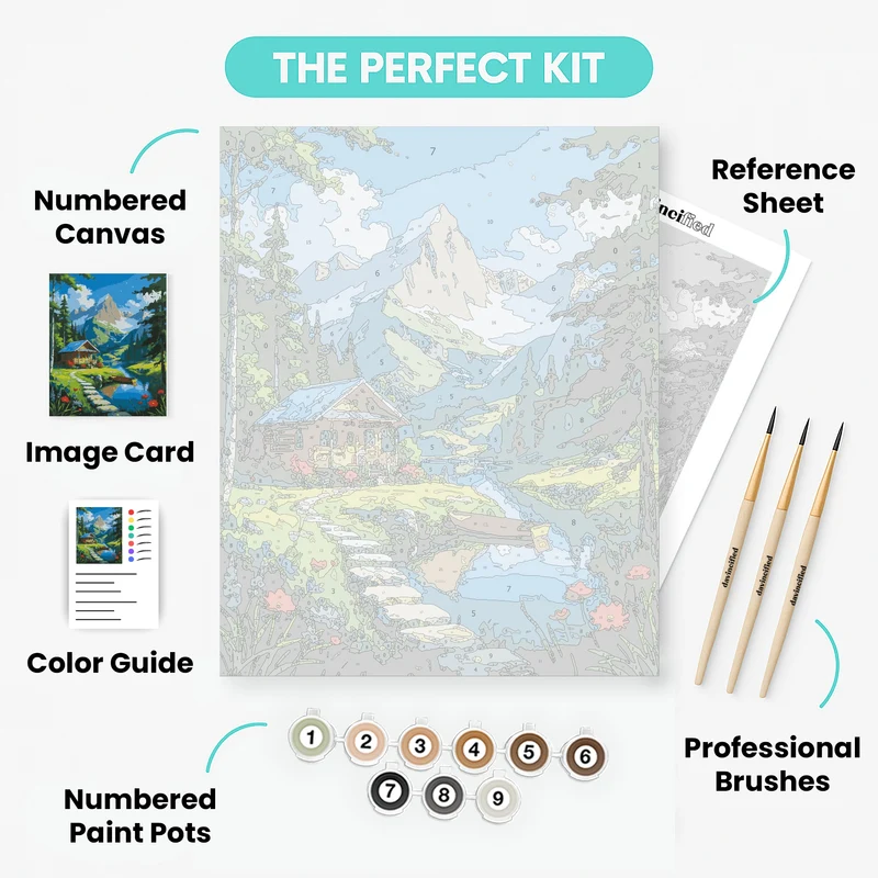 Mountain Lake Cabin Retreat - Paint by Numbers Kit