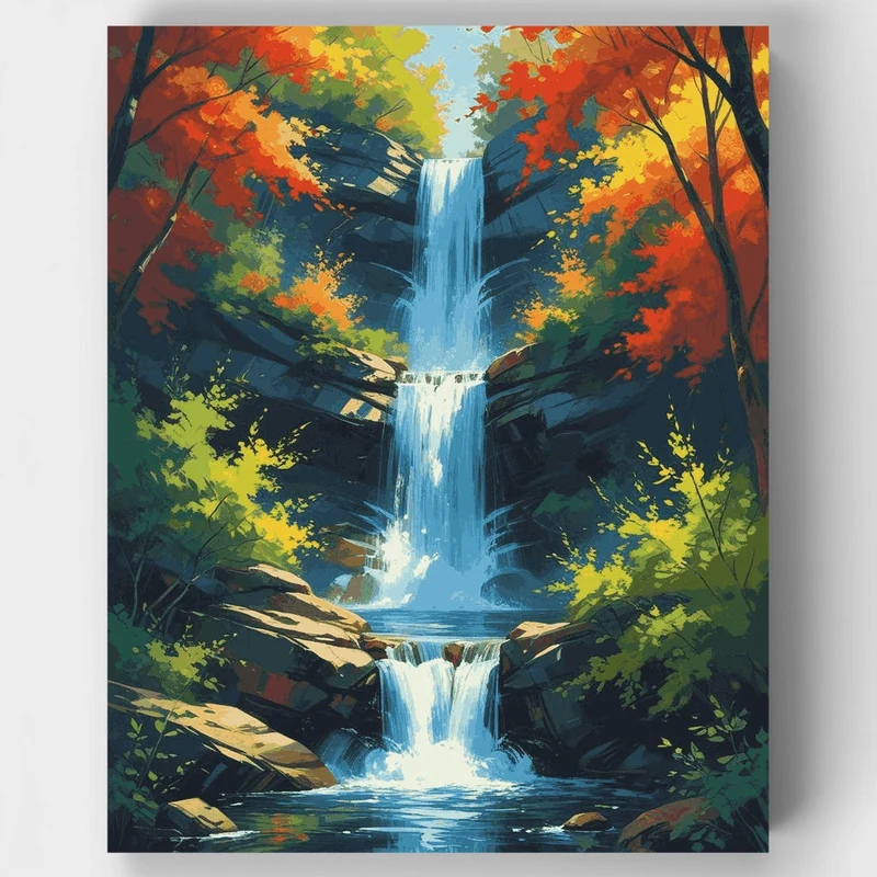 Autumn Waterfall Cascade - Paint by Numbers Kit