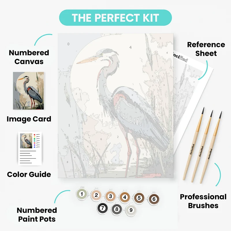 Great Blue Heron in Marsh - Paint by Numbers Kit