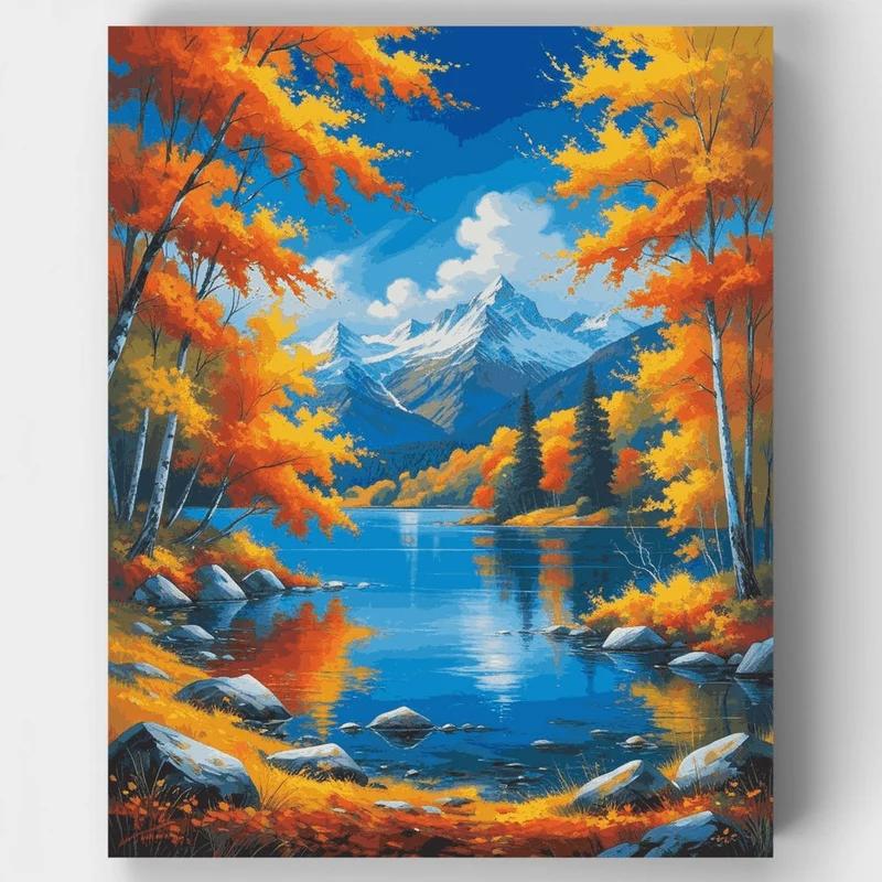 Autumn Mountain Lake Reflection - Paint by Numbers Kit