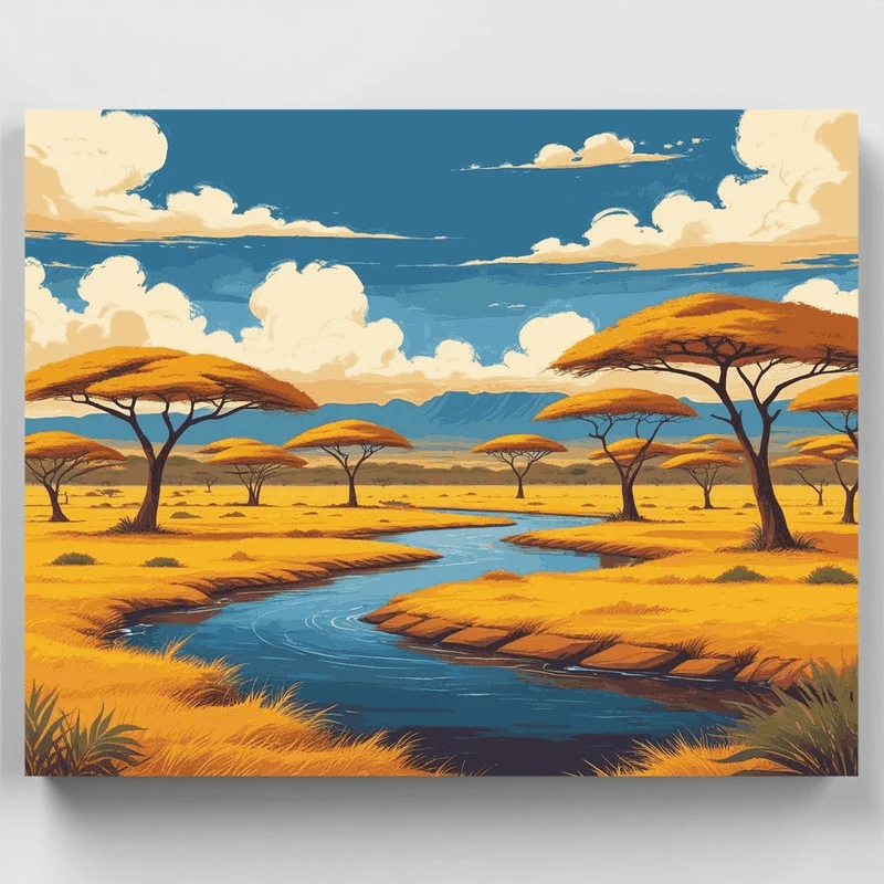 Serengeti River Oasis - Paint by Numbers Kit