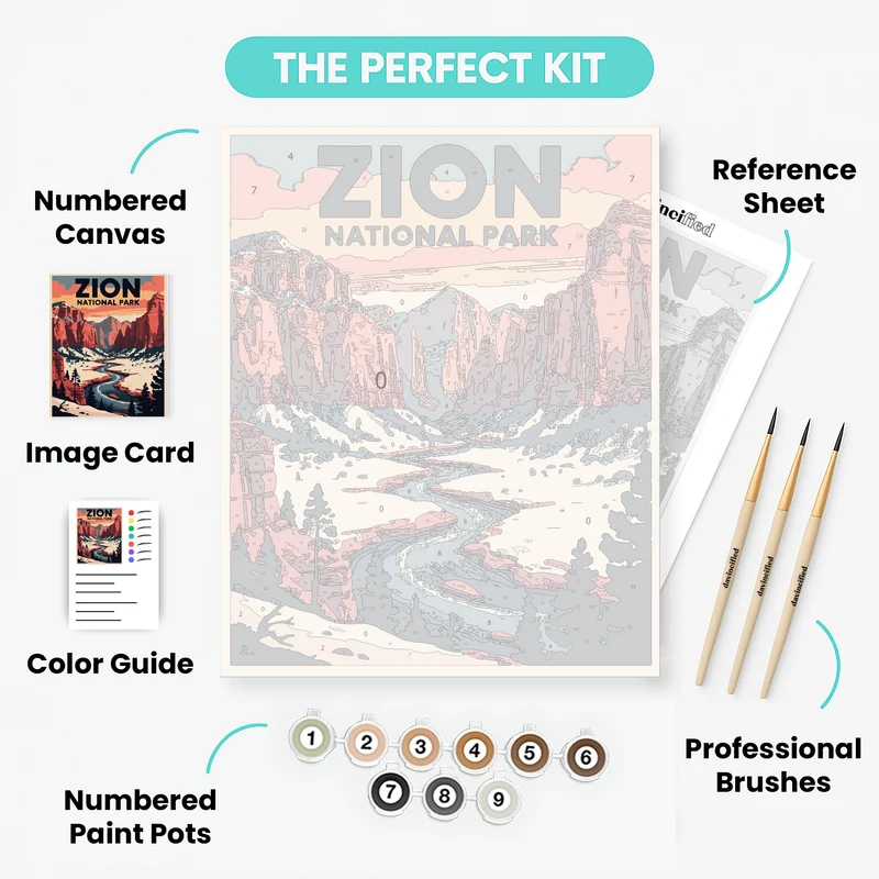 Zion Canyon River Valley - Paint by Numbers Kit