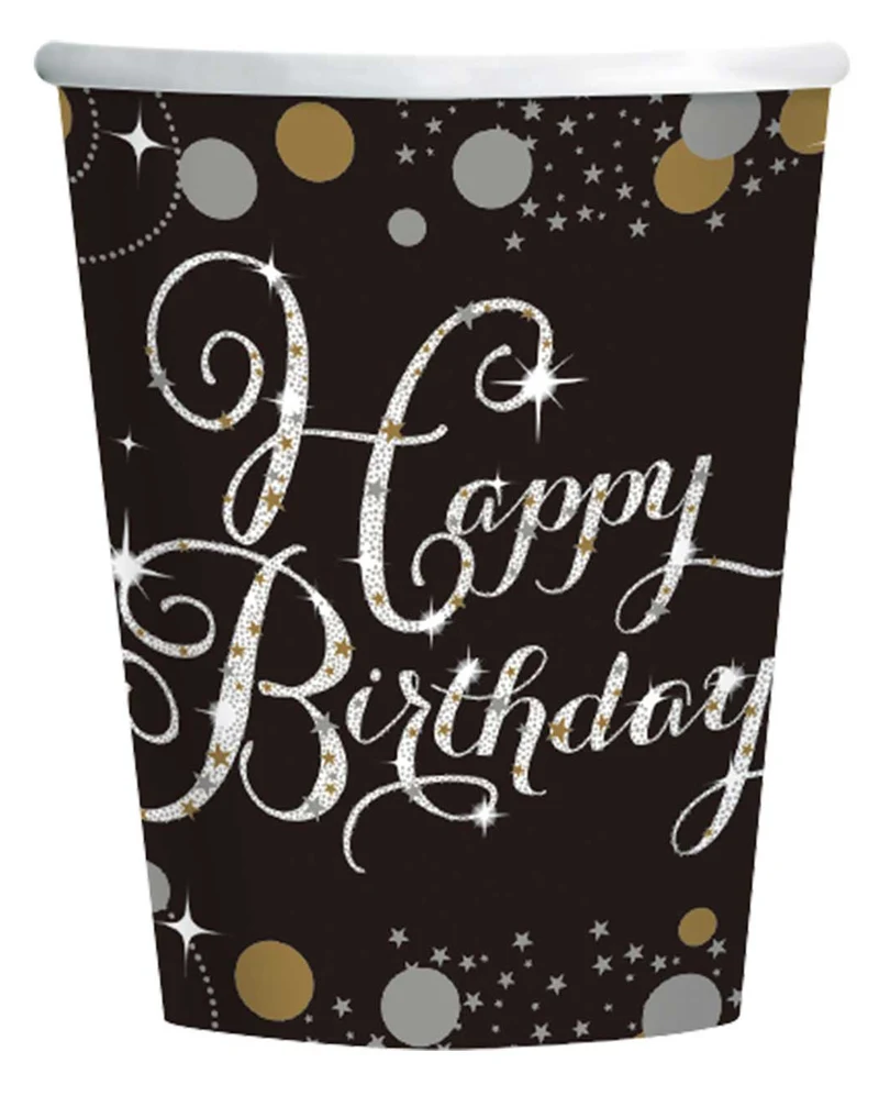 Happy Birthday Pappbecher Glamour 8 St.