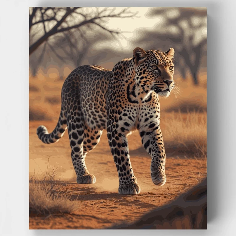 Leopard in African Savanna - Paint by Numbers Kit