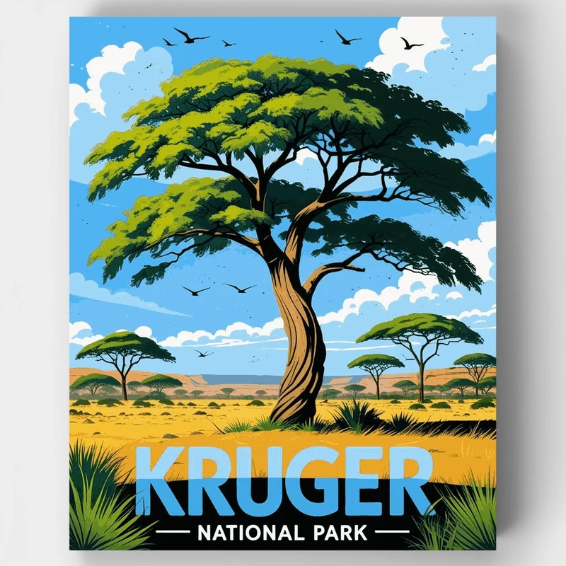 African Acacia Tree Savanna - Paint by Numbers Kit