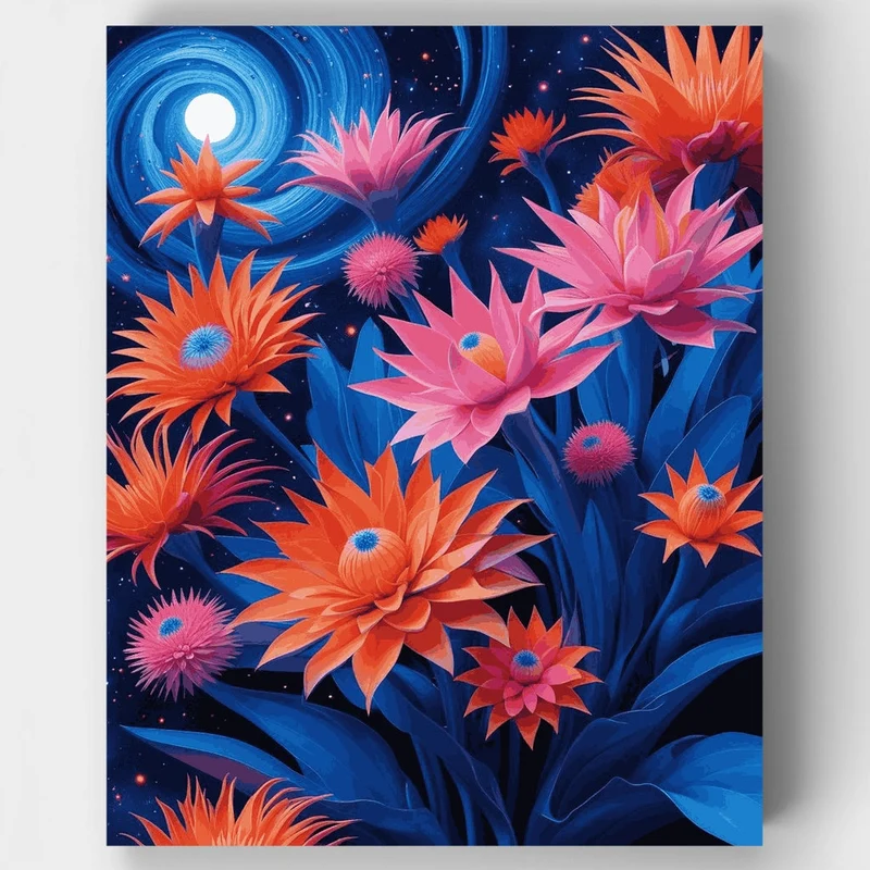 Cosmic Night Blooms - Paint by Numbers Kit