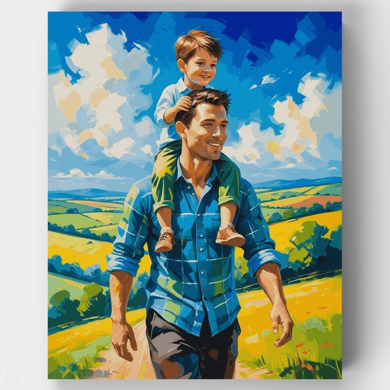 Father and Son Countryside Walk - Paint by Numbers Kit