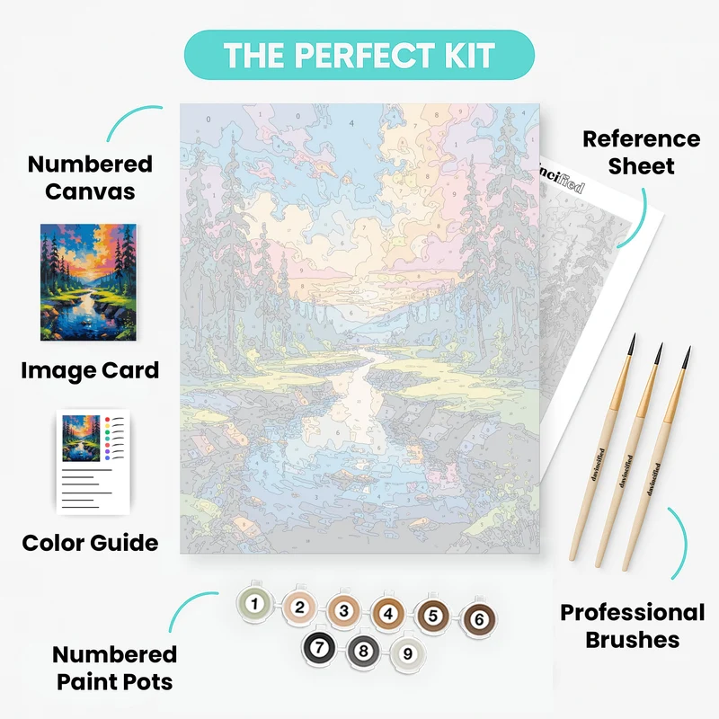 Forest Stream Sunset - Paint by Numbers Kit